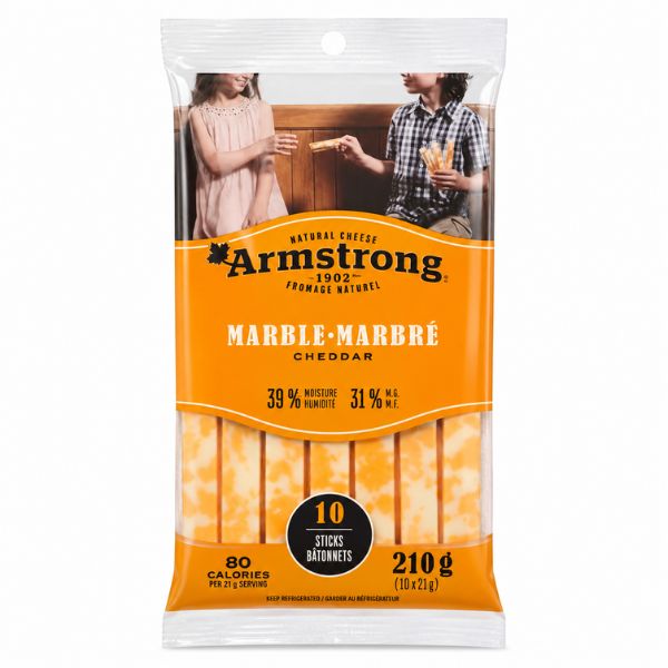 Armstrong Marble Cheddar Cheese Sticks, 210g