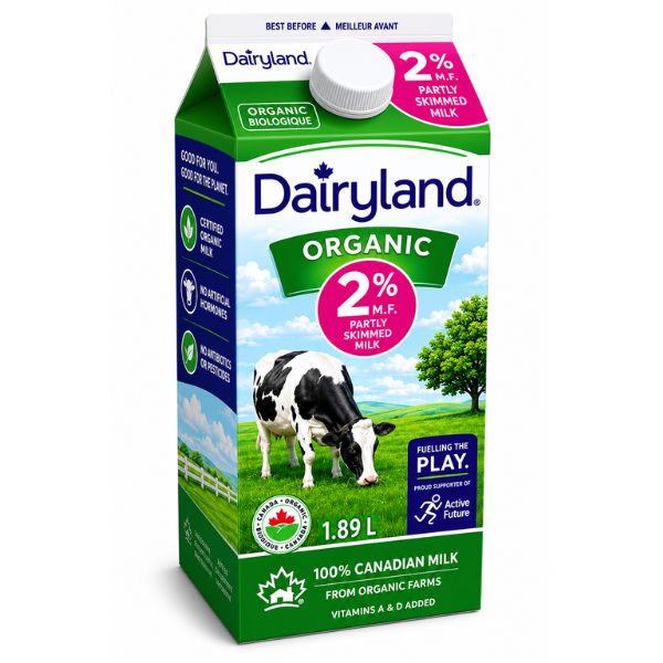 Dairyland 2% Organic Partly Skimmed Milk, 2L