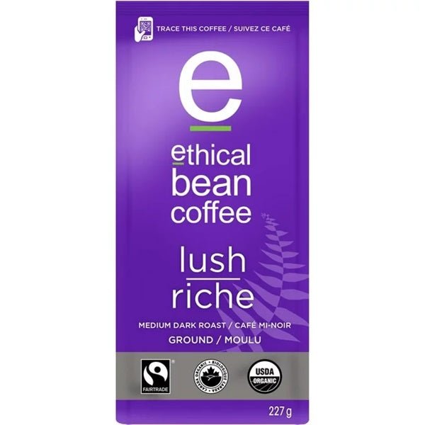 Ethical Bean Organic Coffee Medium Dark Roast Ground, 227gr