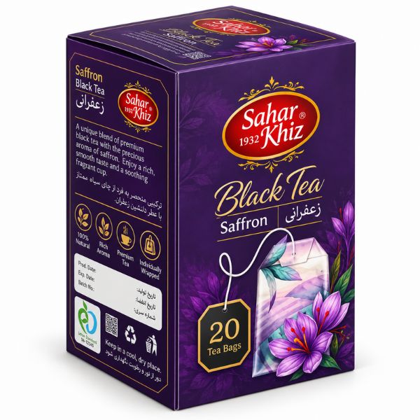 Saharkhiz Saffron Black Tea Bag 20 Ct
