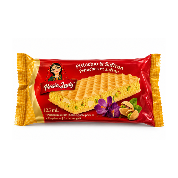 Persia Lady Pistachion Saffron Sandwich Ice Cream, 125ml