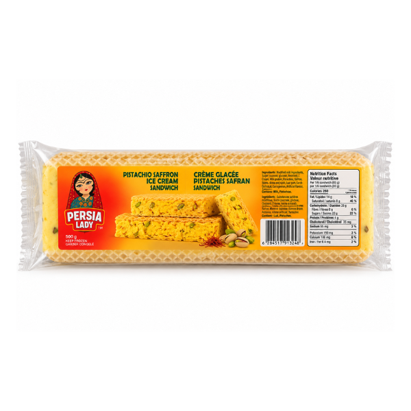 Persia Lady Pistachion Saffron Sandwich Ice Cream Familly 500ml