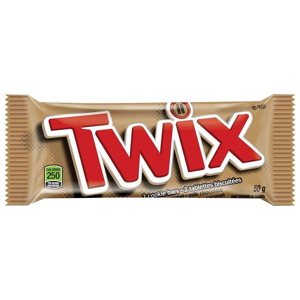 Twix Caramel Cookie Chocolate Bar, Single Bar, 50g (Pack of 4)