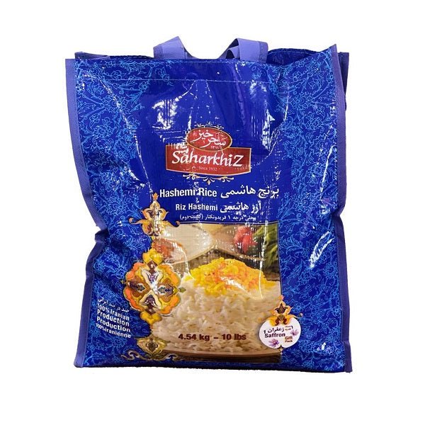 Saharkhiz Iranian Rice Hashemi 10 lb + 1 gr Saffron (Gift)