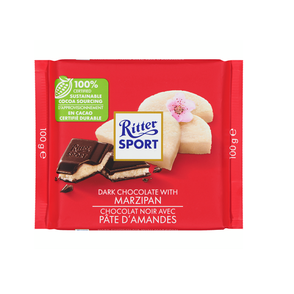 Ritter Sport Dark Chocolate With Marzipan, 100gr