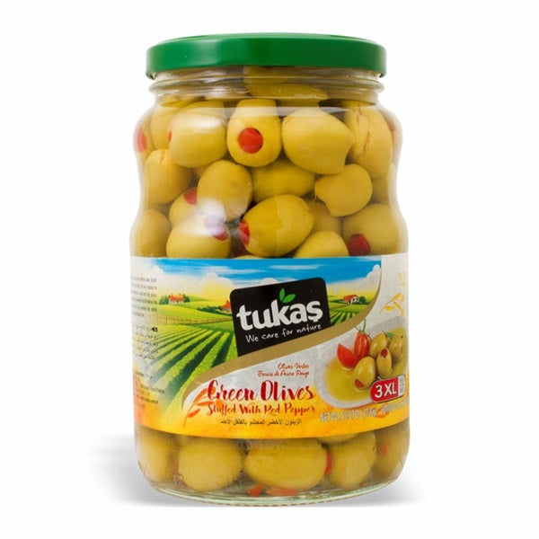 Tukas Stuffed Green Olive with Red Pepper, 720gr