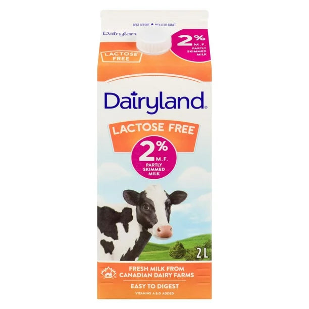 Dairyland 2% Lactose Free Partly Skimmed Milk, 2L