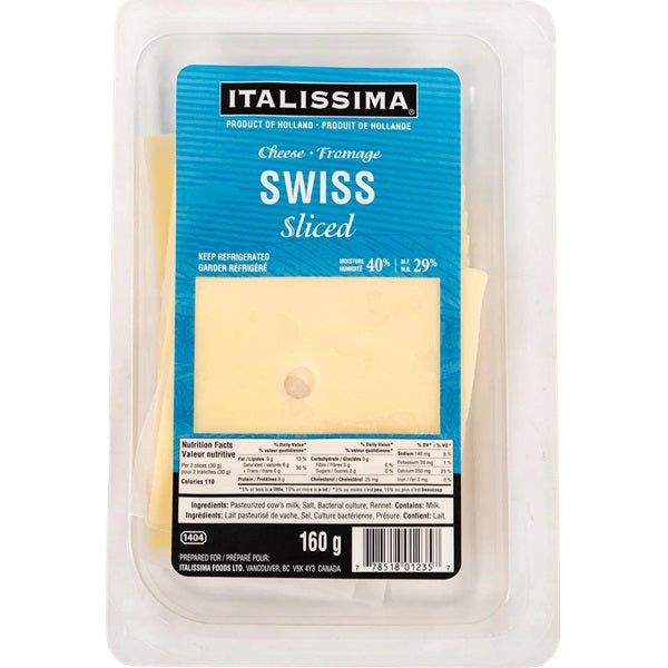 Italissima Emmenthal Swiss Sliced Cheese, 160gr