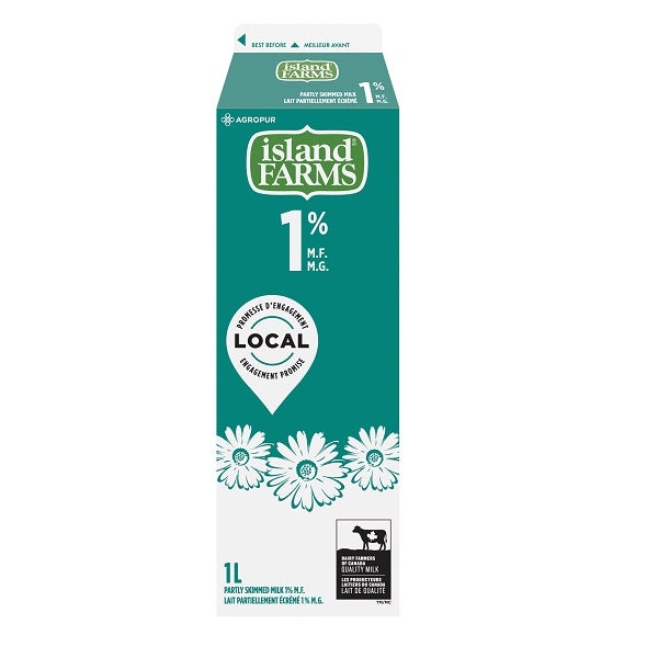 Island Farm 1% Partly Skimmed Milk , 1L