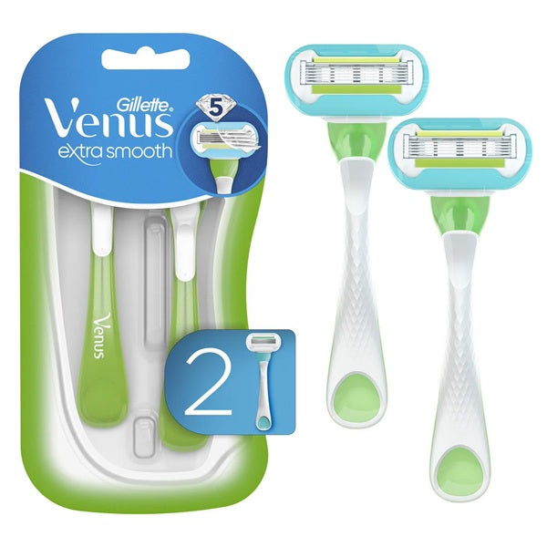 Gillette Venus Extra Smooth Green Disposable Women's, 2 Razors