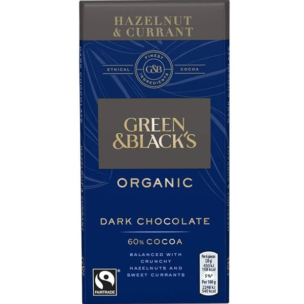 Green & Blacks Organic Hazelnut & Currant, 90gr