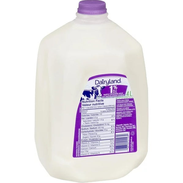 Dairyland 1% Partly Skimmed Milk, 4L