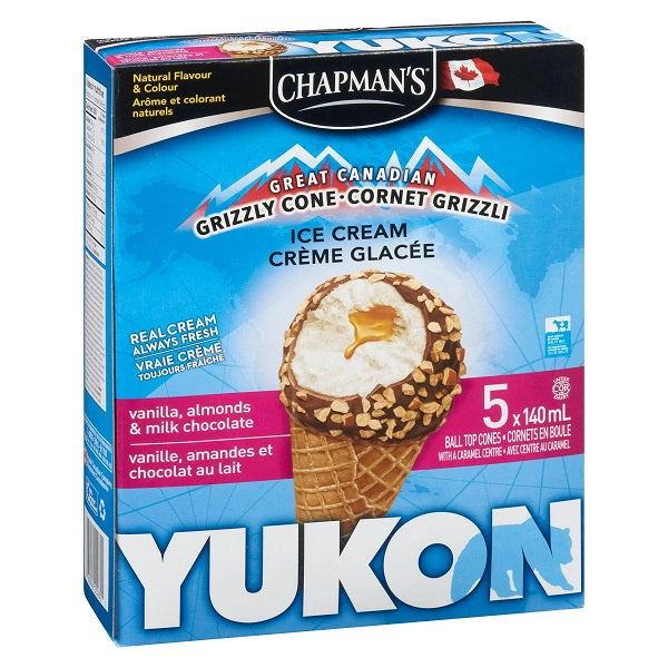 Chapman's Yukon Grizzly Ice Cream Cone Vanilla, Almonds