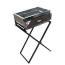 A portable black barbecue grill