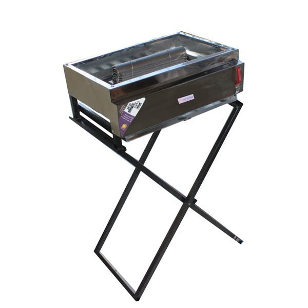 A portable black barbecue grill
