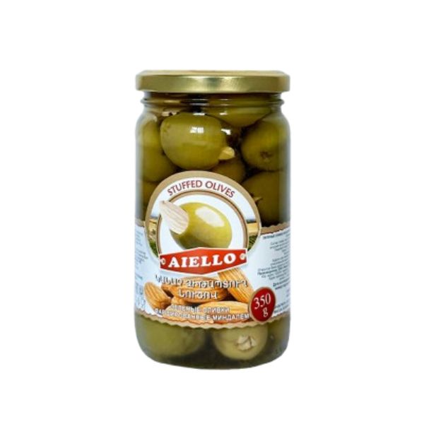 Aiello Green Olives Stuffed with Almond, 350gr