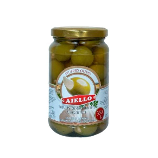 Aiello Green Olives Stuffed with Garlic, 350gr