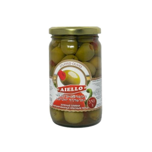 Aiello Green Olives Stuffed with Pepper, 350gr
