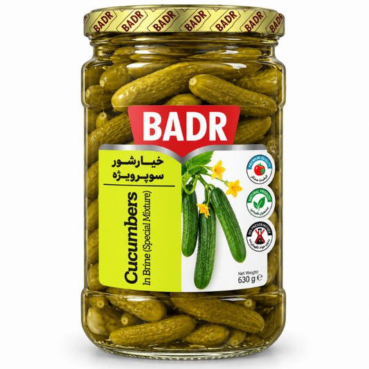 Badr Pickles Cucumbers in Brine, Special, 630gr