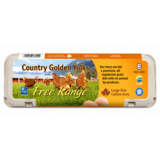 Country Golden Yolks Free Range Eggs Large, 1doz