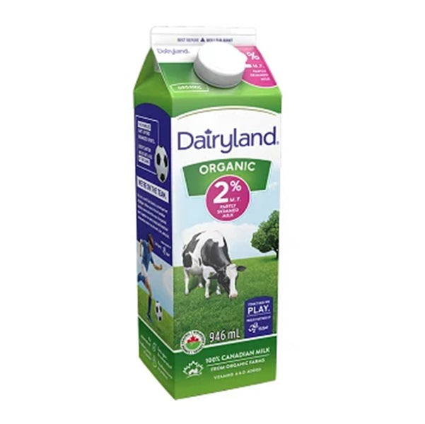 Dairyland 2% Organic Partly Skimmed Milk, 1L