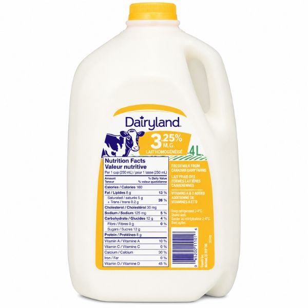Dairyland 3.25% Homogenized Milk, 4L