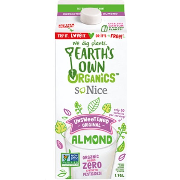 Earths Own so Nice Organic Almond Unsweetened ,1.75L
