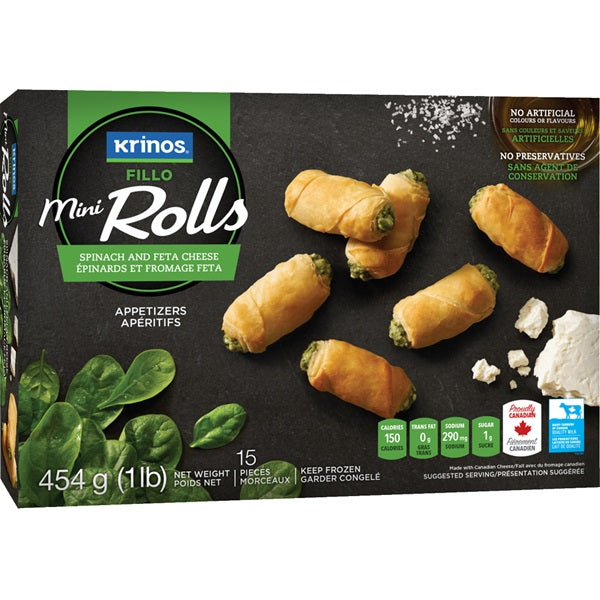 Krinos Mini Rolls Spinach & Feta Cheese, 15pc