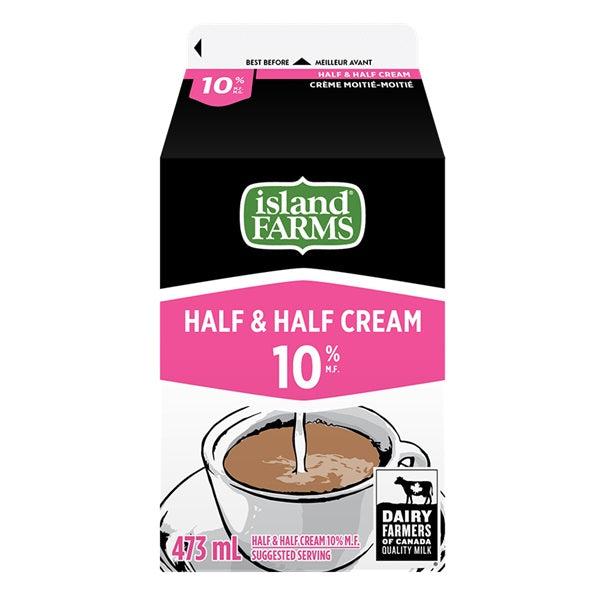 Island Farm 10% Cream half & half, 473ml