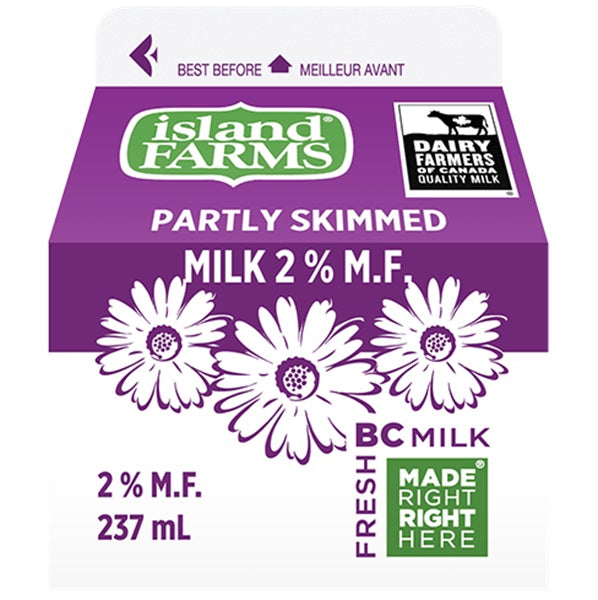 Island Farm 2% Partly Skimmed Milk , 237ml