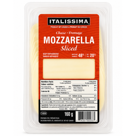 Italissima Sliced Mozzarella Cheese, 160g