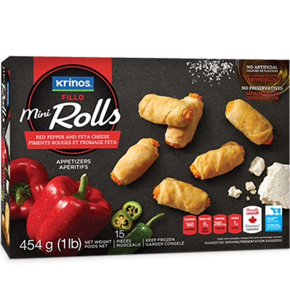 Krinos Mini Rolls Red Pepper & Feta Cheese, 15pc