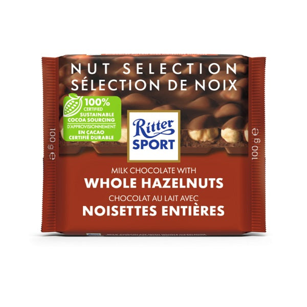 Ritter Sport Milk Chocolate With Whole Hazelnuts, 100gr