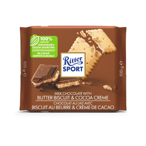 Ritter Sport Milk Chocolate With Butter Biscuit, 100gr