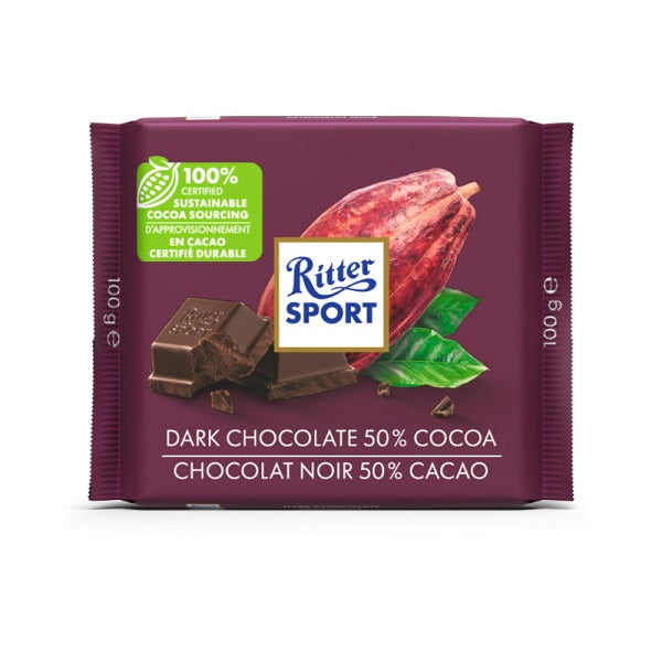 Ritter Sport Dark Chocolate 50% Cocoa, 100gr