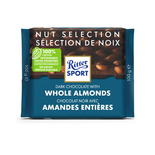 Ritter Sport Dark Chocolate With Whole Almonds, 100gr