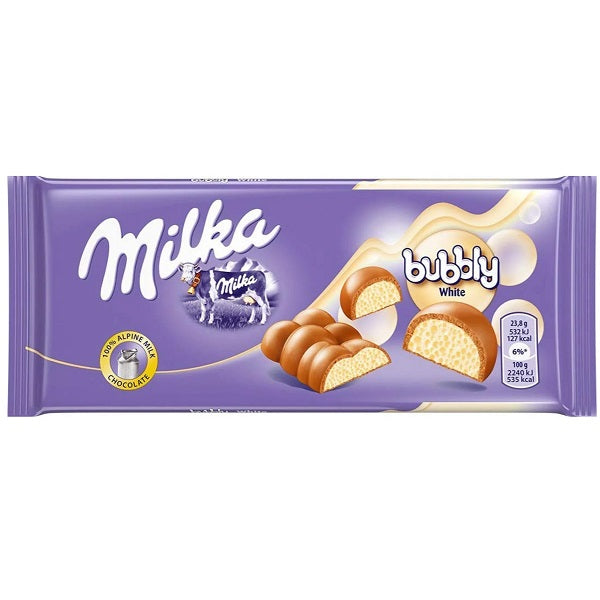 Milka Chocolate Bubbly White Alpen Milk, 95gr