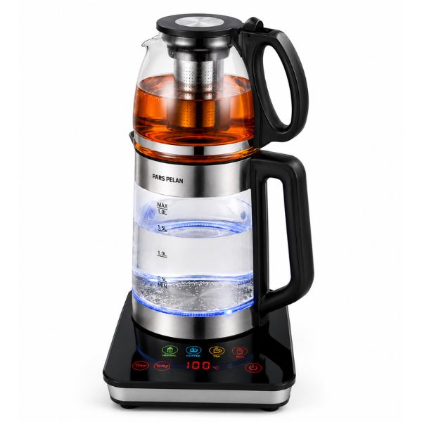 Pars Pelan Glass Tea Maker With Tray, 1.8L