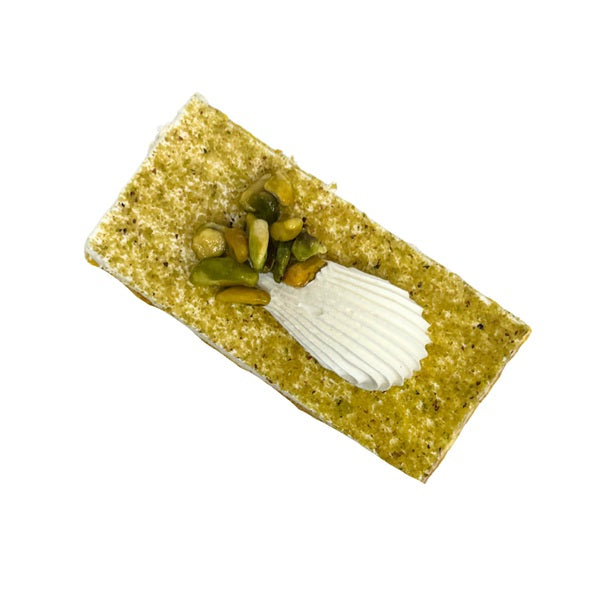 V-Pistachio Saffron Cake Slice