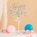 Silver Happy Birthday Cake Toppers