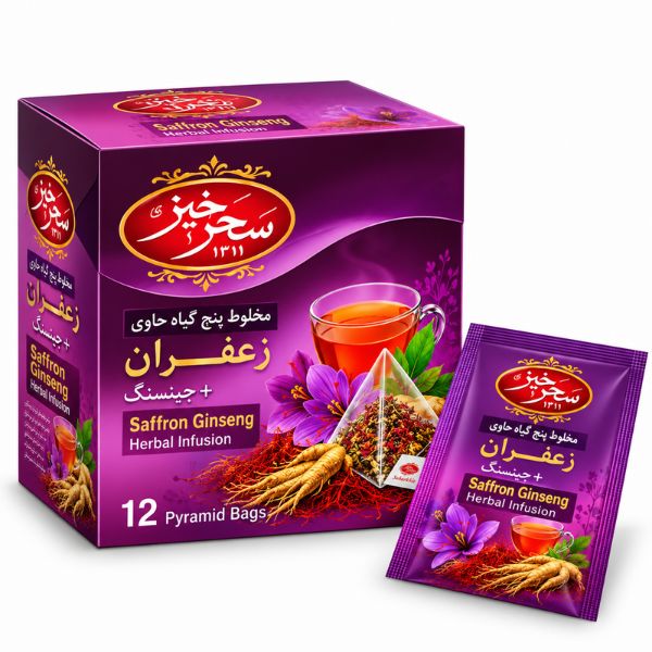 Infusion de ginseng et safran Saharkhiz, 12 sachets