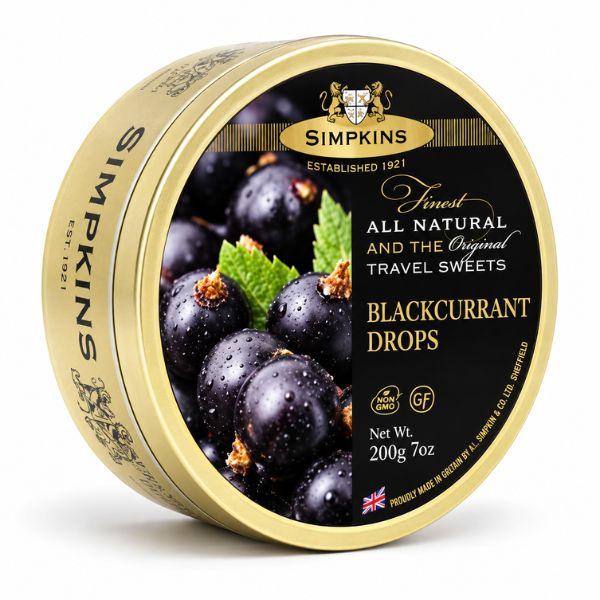 Simpkins Blackcurrant Drops Travel Tin, 200gr