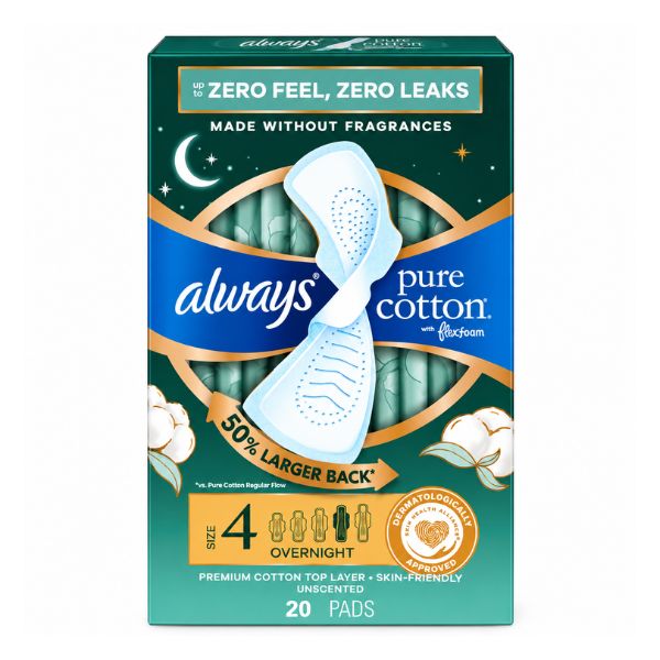 Always Pure Cotton Size 4, 20Pads