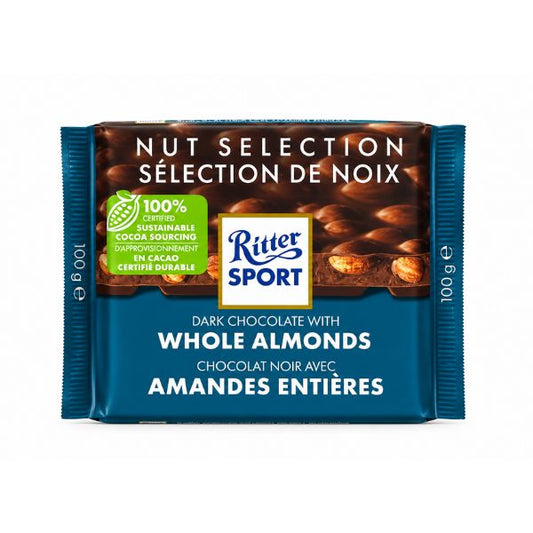 Ritter Sport Dark Chocolate With Whole Almonds, 100gr