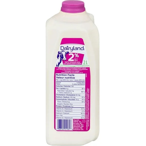 Dairyland 2% Partly Skimmed Milk, 2L