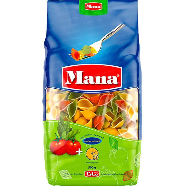 Mana Pasta Conchiglie Tri-Color, 500gr