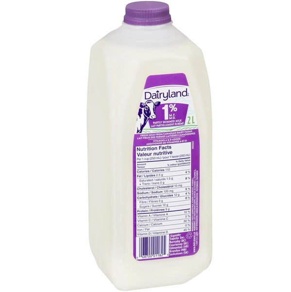 Dairyland 1% Partly Skimmed Milk, 2L