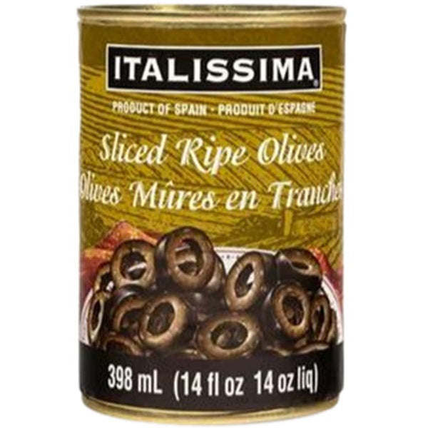 Italissima Black Olives Sliced, 398ml