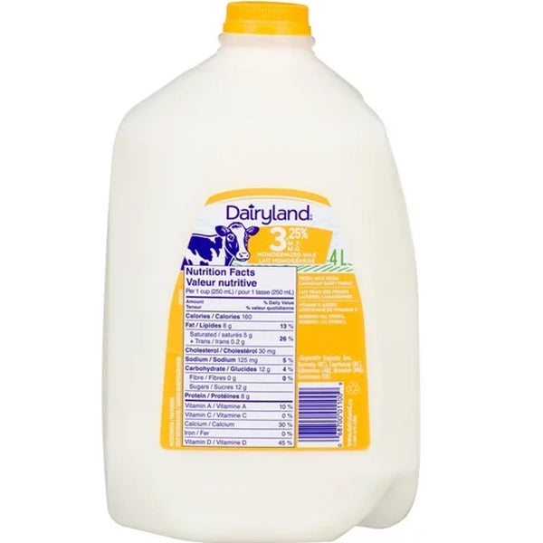 Dairyland 3.25% Homogenised Milk, 4L