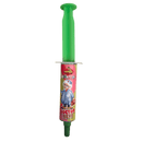 plum snack in a syringe